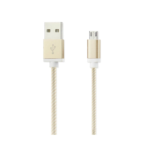 3.3 Ft Nylon Braided Micro USB Charging & Sync Data Cable For Android Phones In Gold