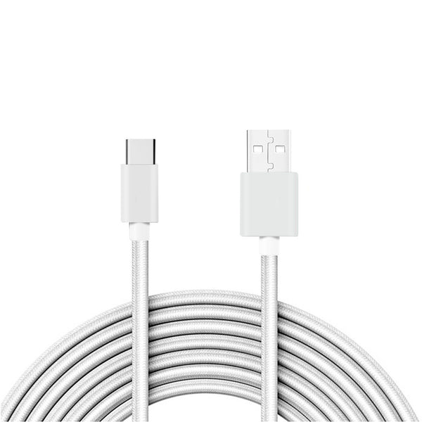 3.3 Ft Metal Connector & Nylon Braided Type C USB 2.0 Data Cable In White