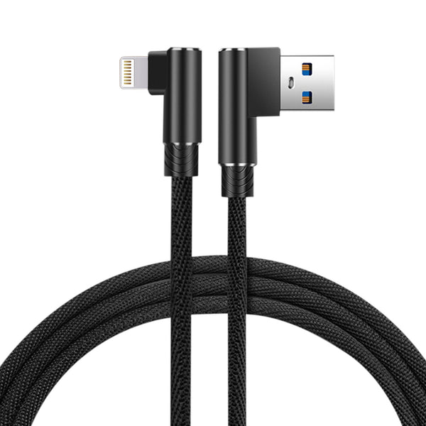 3.3 Ft Nylon Braided Material 8 Pin USB 2.0 Data Cable In Black