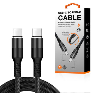 Power Delivery USB-C To C Fast Charging & Sync Nylon- Braided 5 Ft Cable In Black
