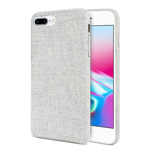 Case Designed For iPhone 8 Plus Herringbone Fabric In Light Gray
