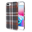 Case Designed For iPhone 8 Plus Checked Fabric In Brown