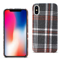 Case Designed For iPhone X / iPhone XS Checked Fabric In Brown