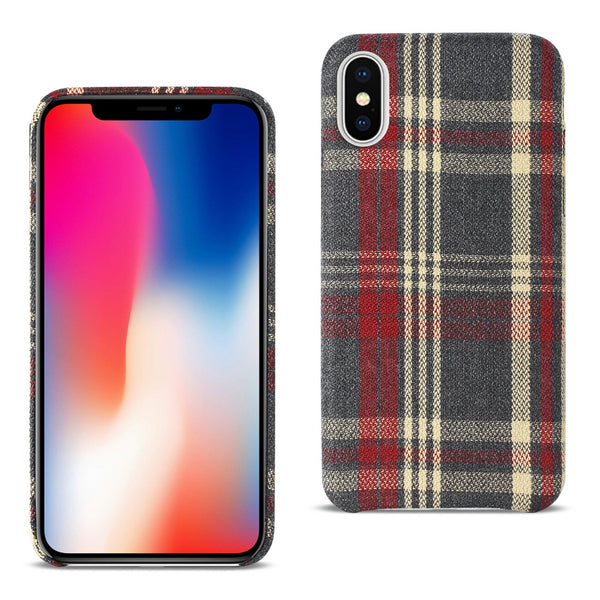 Case Designed For iPhone X / iPhone XS Checked Fabric In Red