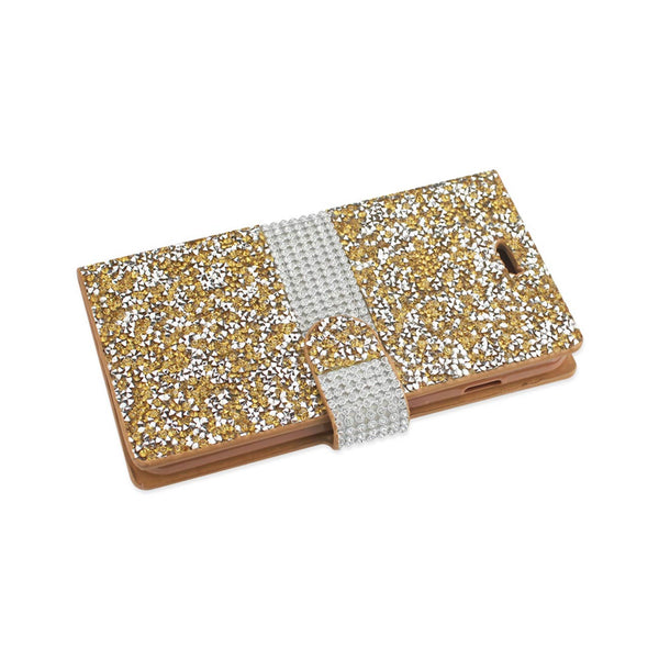Case Designed For iPhone 6 Plus Diamond Rhinestone Wallet In Gold
