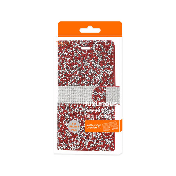 Case Designed For iPhone 6 Plus Diamond Rhinestone Wallet In Red