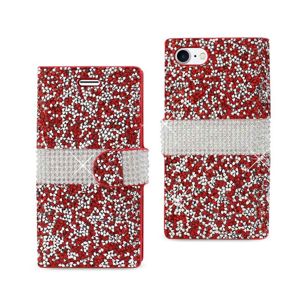 Case Designed For iPhone 7 / 8 / SE2 Diamond Rhinestone Wallet In Red