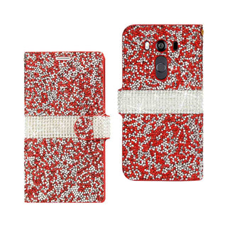 Case Designed For LG V10 Diamond Rhinestone Wallet In Red
