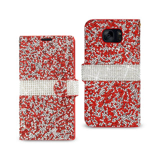 Case Designed For Samsung Galaxy S7 Edge Diamond Rhinestone Wallet In Red