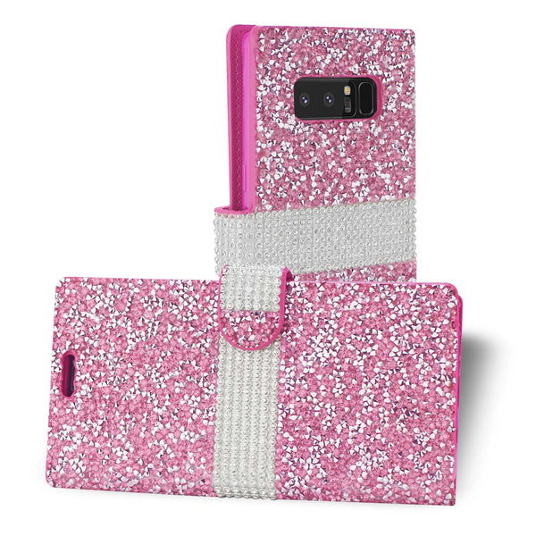 Case Designed For Samsung Galaxy Note 8 Diamond Rhinestone Wallet In Pink