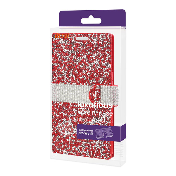 Case Designed For Samsung Galaxy Note 8 Diamond Rhinestone Wallet In Red