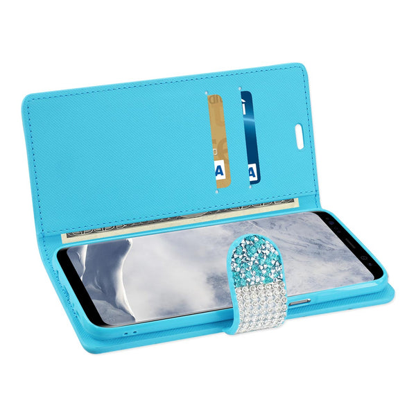 Case Designed For Samsung Galaxy S8 / Sm Diamond Rhinestone Wallet In Blue