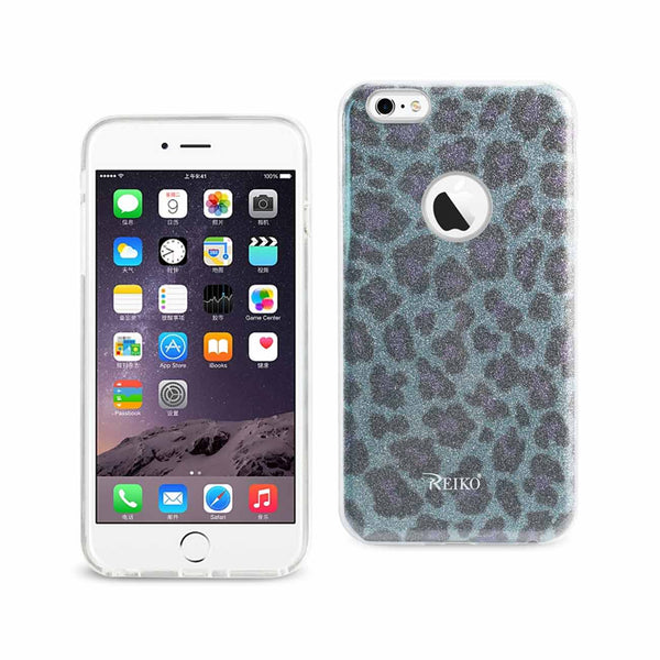 Case Designed For iPhone 6 Plus / 6S Plus Shine Glitter Shimmer Leopard Hybrid In Blue