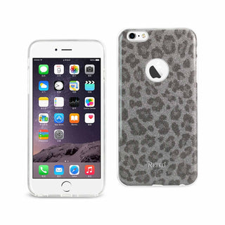 Case Designed For iPhone 6 Plus / 6S Plus Shine Glitter Shimmer Leopard Hybrid In Silver
