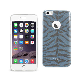 Case Designed For iPhone 6 Plus / 6S Plus Shine Glitter Shimmer Tiger Stripe Hybrid In Blue