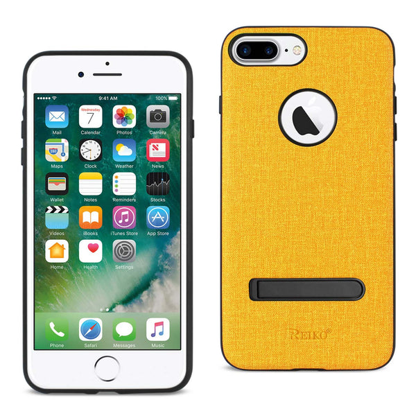 Case Designed For iPhone 8 Plus / 7 Plus Rugged Texture TPU Protective Cover In Yellow