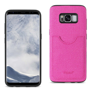 Case Designed For Samsung Galaxy S8 / Sm Anti-Slip Texture Protector Cover With Card Slot In Hot Pink