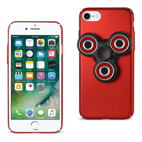 Case Designed For iPhone 7 / 8 / SE2 With Fidget Spinner Clip On In Red