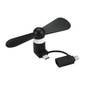 Mini Fan 2-In-1 Compatible With iPhone / iPad And Android In Black