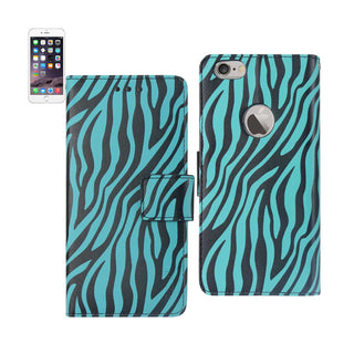 Case Designed For iPhone 6 Plus 3-In-1 Animal Zebra Print Wallet In Blue