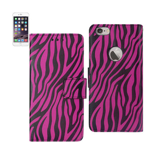 Case Designed For iPhone 6 Plus 3-In-1 Animal Zebra Print Wallet In Hot Pink