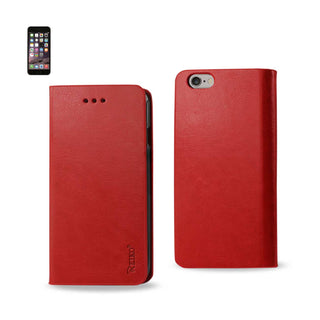 Case Designed For iPhone 6 Plus Flip Folio With Card Holder In Red