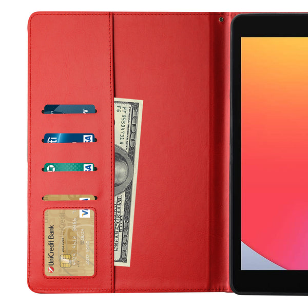 Case Designed For Leather Folio Cover Protective For 10.2" iPad 8 2020 Or iPad 7 2019 In Red