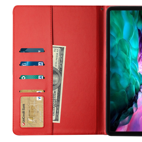Case Designed For Leather Folio Cover Protective For 12.9" iPad Pro In Red
