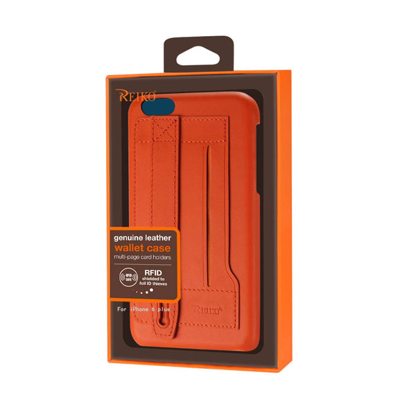 Case Designed For iPhone 6 Plus Genuine Leather Hand Strap In Tangerine