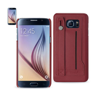 Case Designed For Samsung Galaxy S6 Genuine Leather Hand Strap In Burgundy