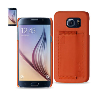 Case Designed For Samsung Galaxy S6 RFID Genuine Leather Protection And Key Holder In Tangerine