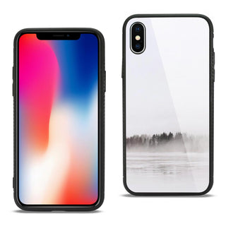 Case Designed For iPhone X / iPhone XS Hard Glass Design TPU With Lake Scene