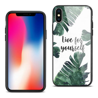 Case Designed For iPhone X Hard Glass Design TPU With Leaves Design
