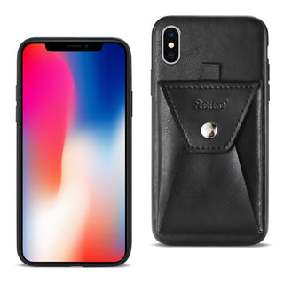 Case Designed For iPhone X / iPhone XS Durable Leather Protective With Back Pocket In Black