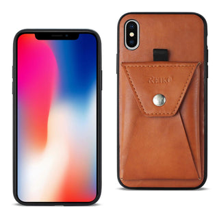 Case Designed For iPhone X / iPhone XS Durable Leather Protective With Back Pocket In Brown