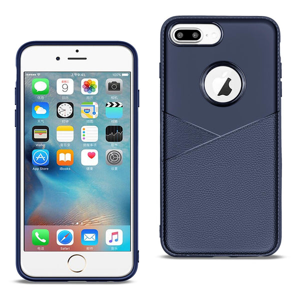 Case Designed For Apple iPhone 8 Plus TPU Leather Feel Leather Fit Flexible Slim Premium In Blue