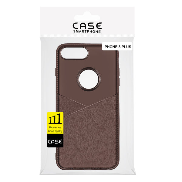 Case Designed For Apple iPhone 8 Plus TPU Leather Feel Leather Fit Flexible Slim Premium In Brown