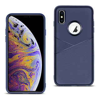 Case Designed For Apple iPhone XS Max TPU Leather Feel Leather Fit Flexible Slim Premium In Blue