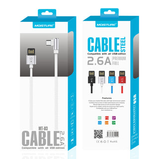 Moisture 2.6A Premium Full Steel USB To Type C Cable In White
