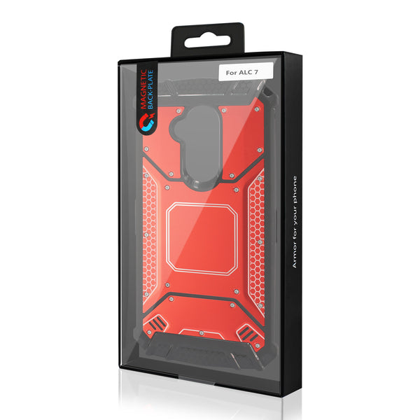Case Designed For Alcatel 7 Folio Metallic Front Cover In Red