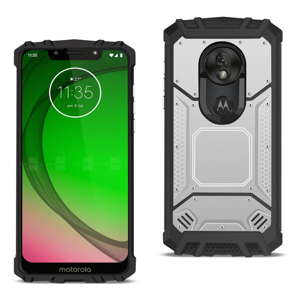 Case Designed For Motorola Moto G7 Play Metallic Front Cover In Silver