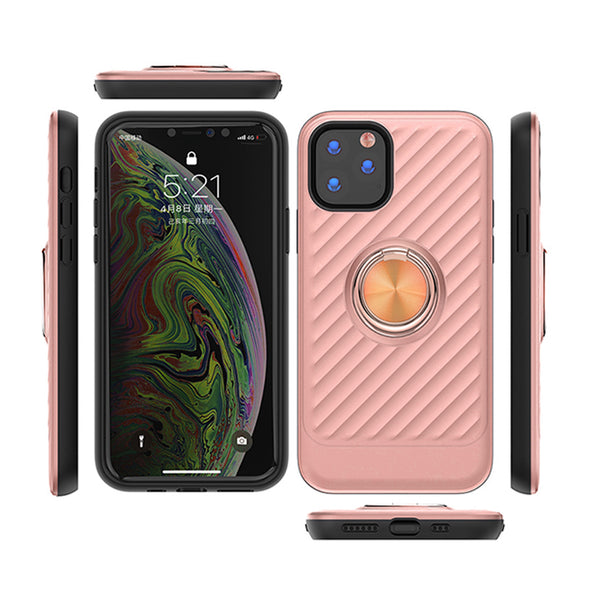Case Designed For Apple iPhone 11 Pro With Ring Holder In Rose Gold