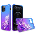 Case Designed For Shiny Flowing Glitter Liquid Bumper For Apple iPhone 12 / iPhone 12 Pro In Blue