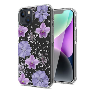 Case Designed For Pressed Dried Flower Design Phone For iPhone 14 Plus In Purple