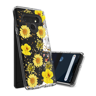 Case Designed For Pressed Dried Flower Design Phone For LG Stylo 6 In Yellow