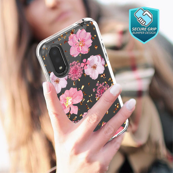 Case Designed For Pressed Dried Flower Design Phone For Samsung Galaxy A01 In Pink