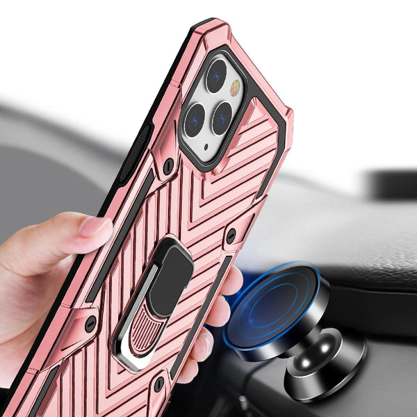 Case Designed For iPhone 12 Pro Max Kickstand Anti-Shock And Anti Falling In Rose Gold