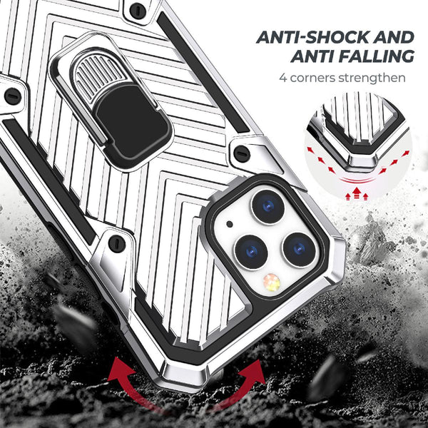 Case Designed For iPhone 12 Pro Max Kickstand Anti-Shock And Anti Falling In Silver