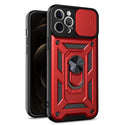 Case Designed For Kickstand Ring Holder With Slide Camera Cover TPU Shockproof And Magnetic Car Mount For Apple iPhone 12 Pro Max In Red