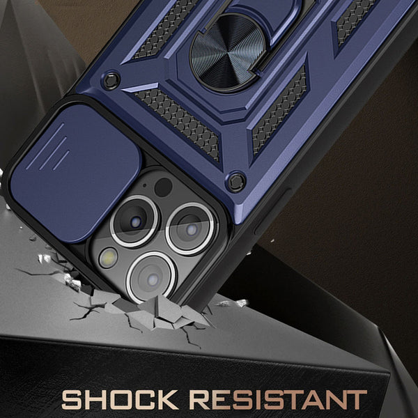 Case Designed For Kickstand Ring Holder & Slide Camera Cover Magnetic Car Mount For Apple iPhone 13 Pro Max In Blue